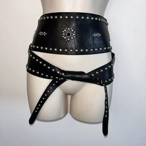 Vintage Ralph Lauren Extra Wide Studded Leather Belt Made In Italy Small